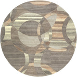 Forum FM-7210 Modern Wool Rug FM7210-8RD Dark Brown, Charcoal, Taupe, Khaki, Beige, Camel, Black 100% Wool 8' Round