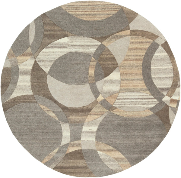 Forum FM-7210 Modern Wool Rug FM7210-99RD Dark Brown, Charcoal, Taupe, Khaki, Beige, Camel, Black 100% Wool 9'9" Round