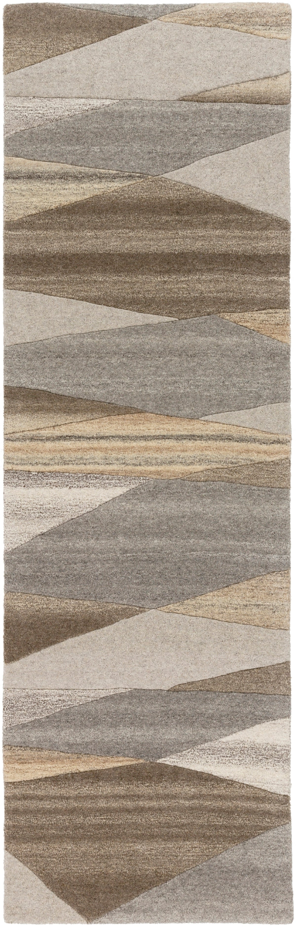 Forum FM-7211 Modern Wool Rug FM7211-312 Dark Brown, Charcoal, Taupe, Khaki, Beige, Camel, Black 100% Wool 3' x 12'