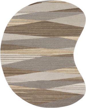 Forum FM-7211 Modern Wool Rug FM7211-810KDNY Dark Brown, Charcoal, Taupe, Khaki, Beige, Camel, Black 100% Wool 8' x 10' Kidney
