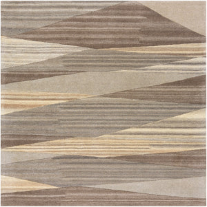 Forum FM-7211 Modern Wool Rug FM7211-99SQ Dark Brown, Charcoal, Taupe, Khaki, Beige, Camel, Black 100% Wool 9'9" Square