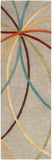 Forum FM-7215 Modern Wool Rug FM7215-268 Sage, Teal, Khaki, Tan, Burnt Orange, Dark Red, Olive, Dark Brown, Camel 100% Wool 2'6" x 8'