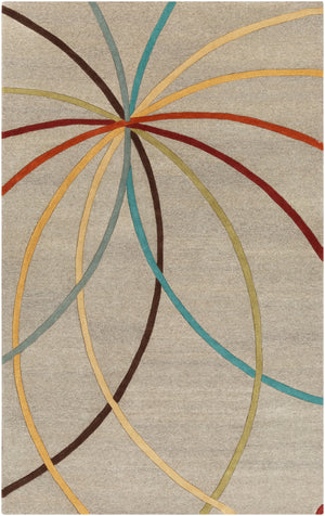 Forum FM-7215 Modern Wool Rug FM7215-912 Sage, Teal, Khaki, Tan, Burnt Orange, Dark Red, Olive, Dark Brown, Camel 100% Wool 9' x 12'