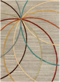 Forum FM-7215 Modern Wool Rug FM7215-811 Sage, Teal, Khaki, Tan, Burnt Orange, Dark Red, Olive, Dark Brown, Camel 100% Wool 8' x 11'