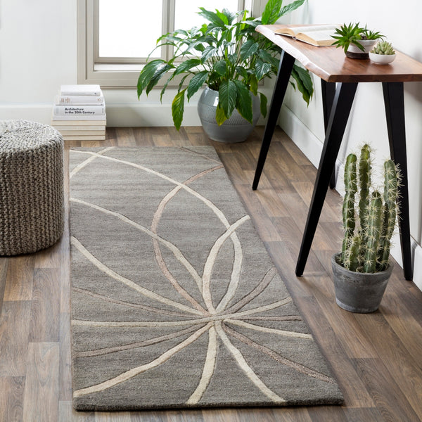 Forum FM-7217 Modern Wool Rug FM7217-268 Medium Gray, Cream, Camel, Light Gray 100% Wool 2'6" x 8'