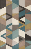 Forum FM-7219 Modern Wool Rug FM7219-912 Teal, Sage, Tan, Taupe, Charcoal, Cream, Camel 100% Wool 9' x 12'