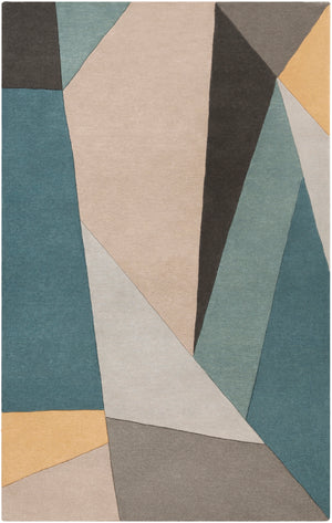 Forum FM-7223 Modern Wool Rug FM7223-912 Teal, Sage, Medium Gray, Light Gray, Charcoal 100% Wool 9' x 12'