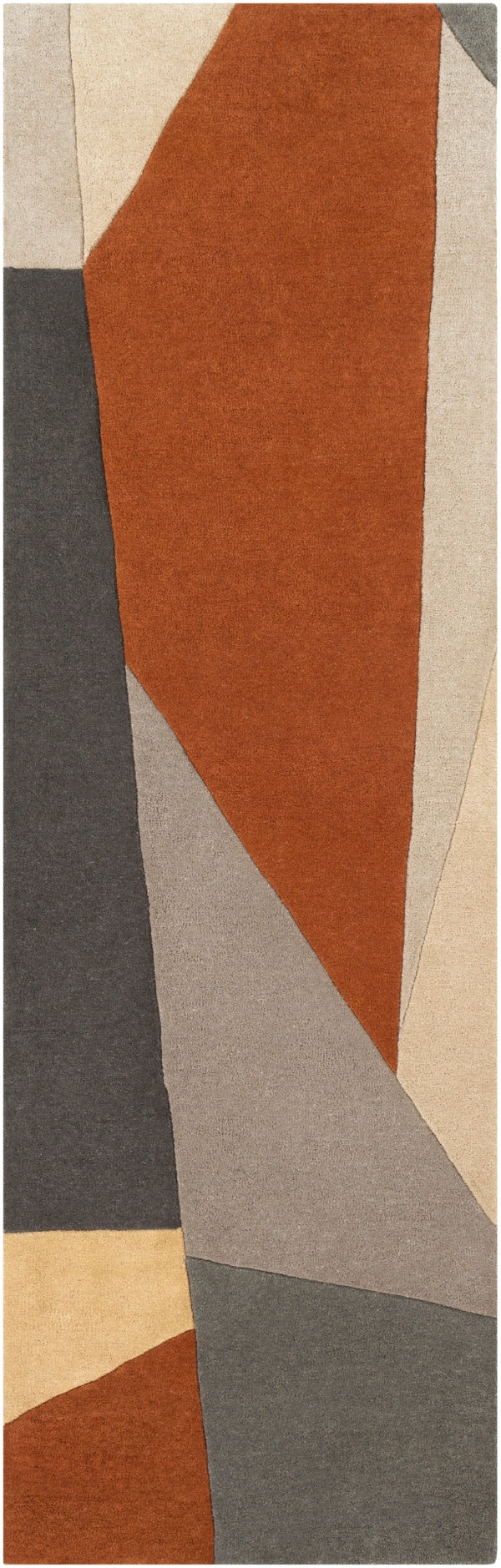Forum FM-7224 Modern Wool Rug FM7224-268 Burnt Orange, Charcoal, Taupe, Medium Gray 100% Wool 2'6" x 8'