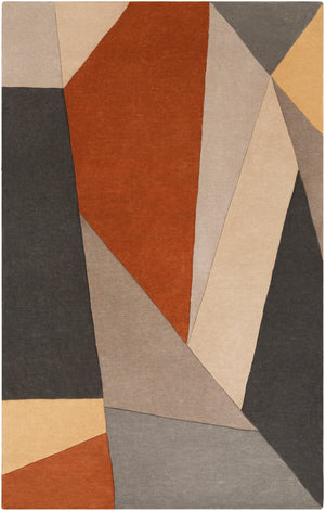 Forum FM-7224 Modern Wool Rug FM7224-912 Burnt Orange, Charcoal, Taupe, Medium Gray 100% Wool 9' x 12'