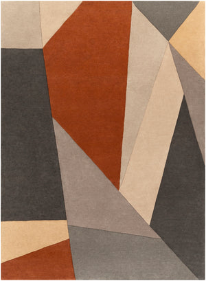 Forum FM-7224 Modern Wool Rug FM7224-811 Burnt Orange, Charcoal, Taupe, Medium Gray 100% Wool 8' x 11'