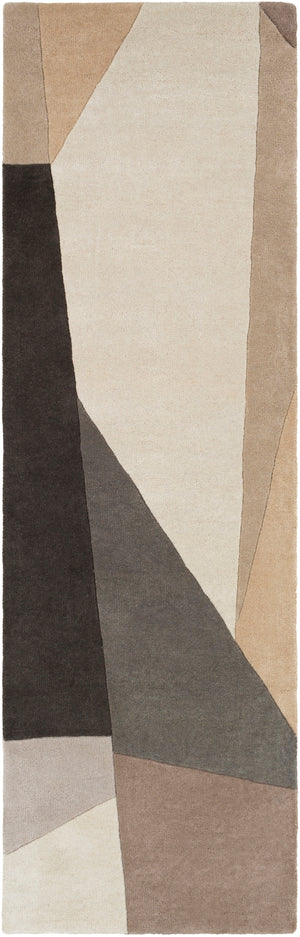 Forum FM-7225 Modern Wool Rug FM7225-268 Charcoal, Light Gray, Khaki, Camel, Cream, Taupe 100% Wool 2'6" x 8'