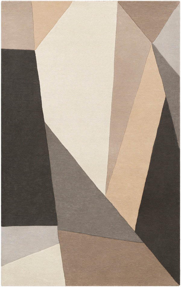 Forum FM-7225 Modern Wool Rug FM7225-912 Charcoal, Light Gray, Khaki, Camel, Cream, Taupe 100% Wool 9' x 12'