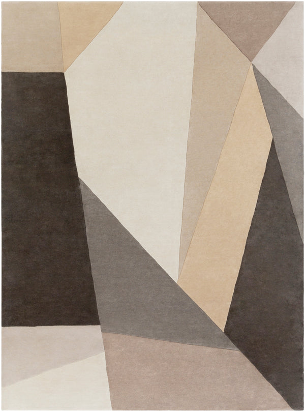 Forum FM-7225 Modern Wool Rug FM7225-811 Charcoal, Light Gray, Khaki, Camel, Cream, Taupe 100% Wool 8' x 11'