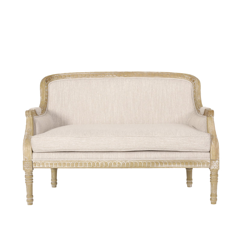 Trask French Country Fabric Upholstered Loveseat English Elm