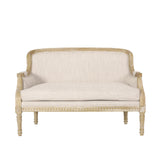 Noble House Trask French Country Fabric Upholstered Loveseat, Beige and Natural
