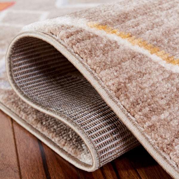 Farmhouse 599 Bohemian Power Loomed 100% Polyester Rug Beige / Gold