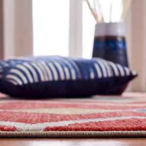 Farmhouse 599 Bohemian Power Loomed 100% Polyester Rug Red / Gold