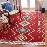 Farmhouse 599 Bohemian Power Loomed 100% Polyester Rug Red / Gold