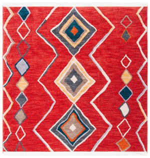 Farmhouse 599 Bohemian Power Loomed 100% Polyester Rug Red / Gold