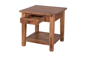 Porter Designs Taos Solid Sheesham Wood Natural End Table Brown 05-196-24-9010H