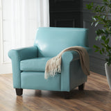 Yonkers Oversized Teal Blue Bonded Leather Club Chair Noble House