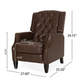 Sadlier Contemporary Faux Leather Tufted Pushback Recliners, Dark Brown Noble House
