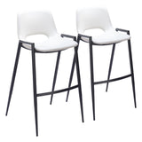 Zuo Modern Desi 100% Polyurethane, Plywood, Steel Modern Commercial Grade Barstool Set - Set of 2 White, Black 100% Polyurethane, Plywood, Steel