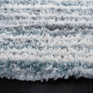 Fontana Shag  800 Fontana Shag 850 Shag & Flokati Power Loomed Polypropylene Pile Rug Ivory / Teal
