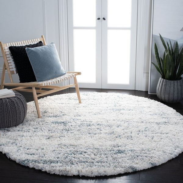 Fontana Shag  800 Fontana Shag 873 Shag & Flokati Power Loomed Polypropylene Pile Rug Ivory / Teal
