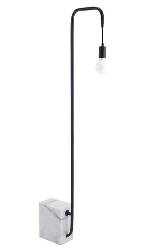 Zuo Modern Lancia Steel, Marble Industrial Commercial Grade Floor Lamp Black, White Steel, Marble