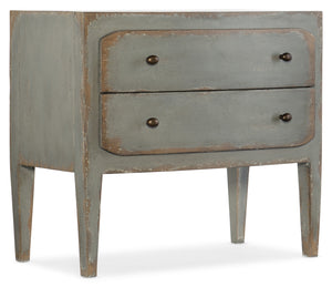 Hooker Furniture CiaoBella Casual Ciao Bella Two-Drawer Nightstand- Speckled Gray in Poplar and Hardwood Solids with Maple Veneer, Cedar and Felt Panel 5805-90016-95