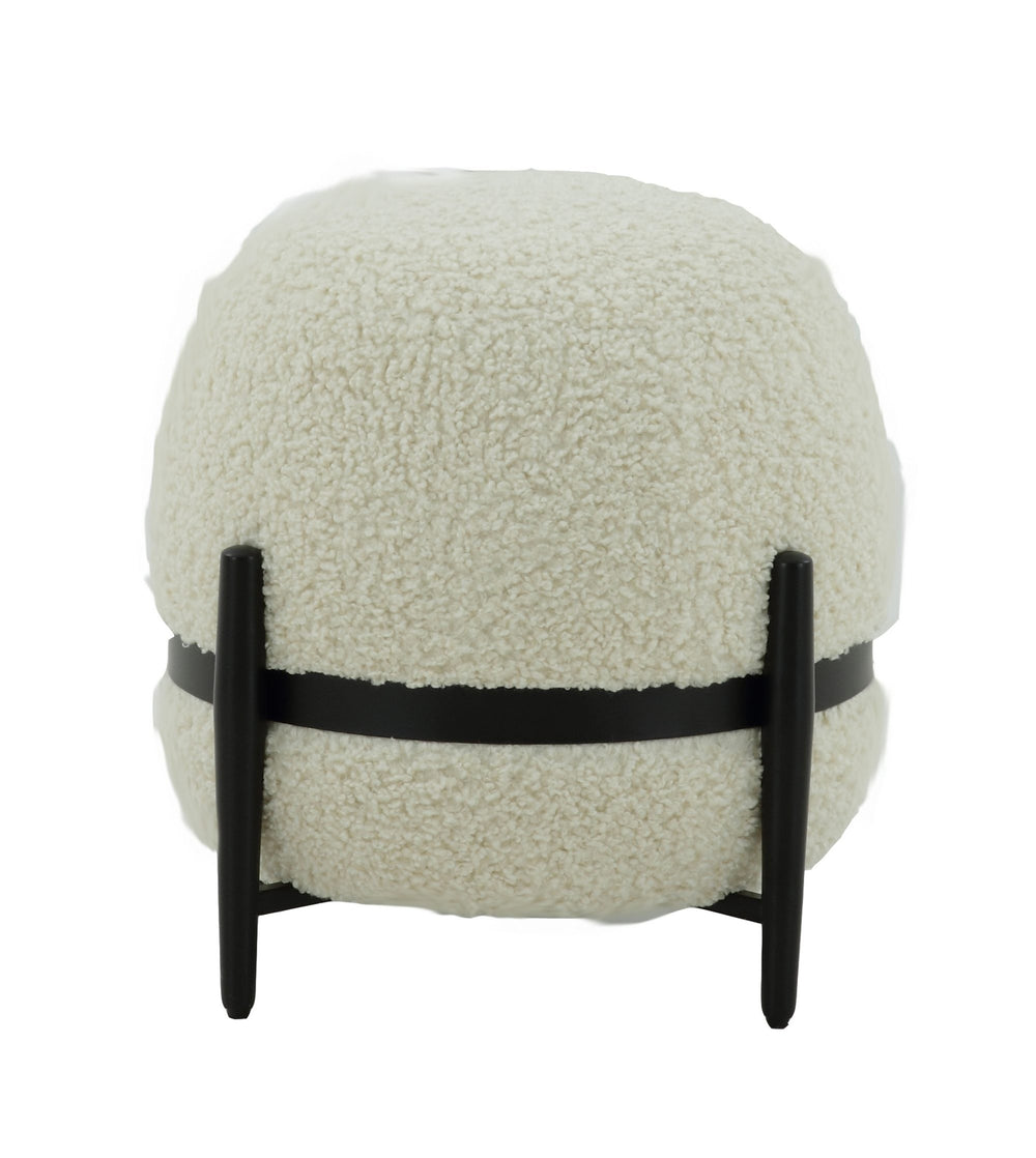 VIG Furniture Divani Casa Fouston - Contemporary White Sherpa Ottoman VGODZW-20156-WHT-OTT