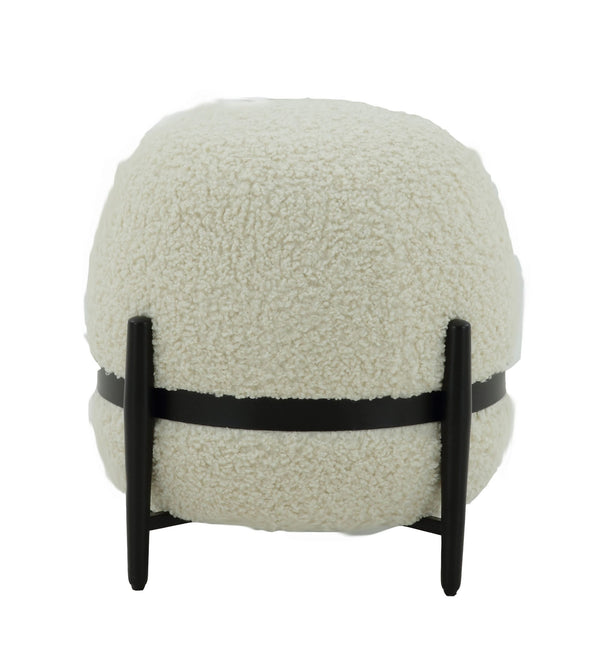 VIG Furniture Divani Casa Fouston - Contemporary White Sherpa Ottoman VGODZW-20156-WHT-OTT