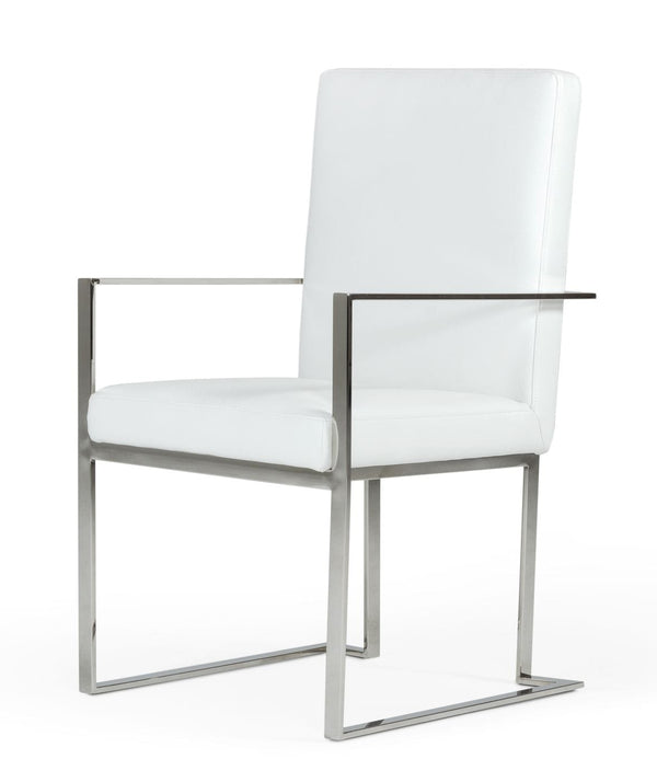 VIG Furniture Modrest Fowler - Modern White Eco-Leather Dining Armchair VGVCB8866A-WHT