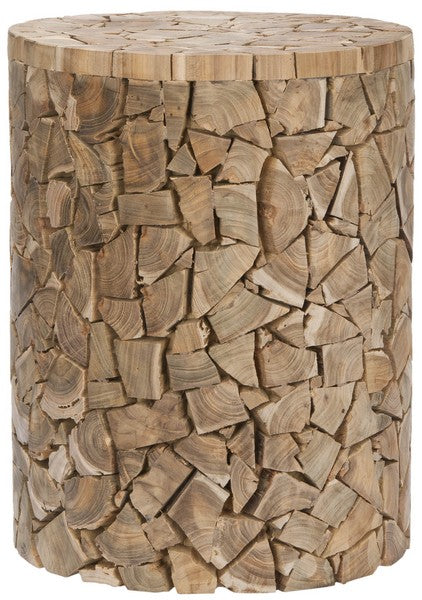 Safavieh Canyon Stool Teak Round Medium Oak Wood Reclaimed FOX1000A 683726807322