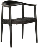 Safavieh Bandelier Arm Chair Black Wood Reclaimed Teak 7 MM Cowhide Leather FOX1003B 889048051515