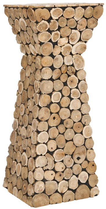 Safavieh Jefferson Stand Medium Oak Black Wood Reclaimed Teak FOX1005A 683726362678