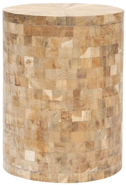 Safavieh Tioga Stool Light Maple Wood Reclaimed Teak FOX1006A 683726362685