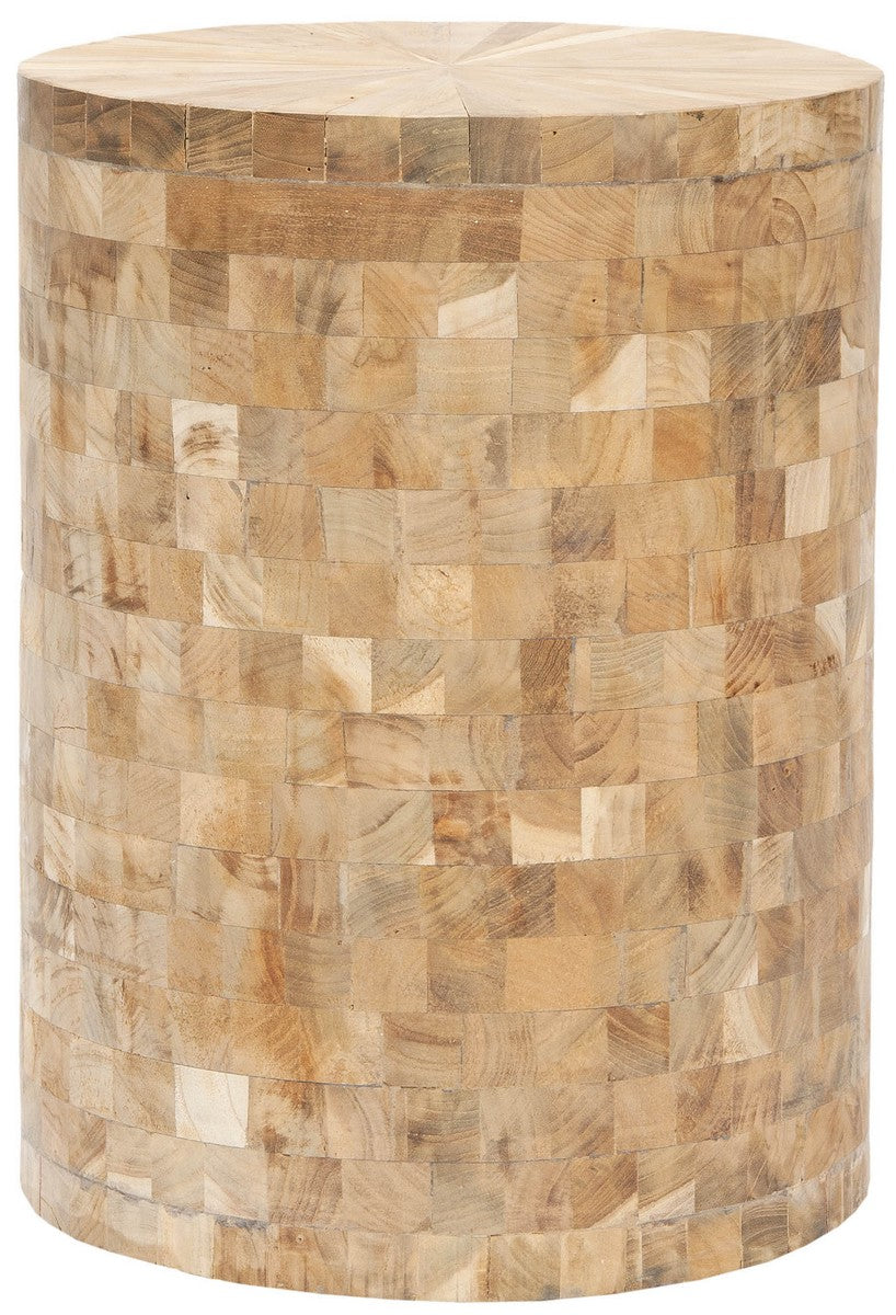 Safavieh Tioga Stool Light Maple Wood Reclaimed Teak FOX1006A 683726362685