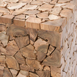 Safavieh Forbes Stool Teak Square Medium Oak Wood Reclaimed FOX1007A 683726362692