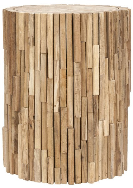 Safavieh Minidoka Stool Round Medium Oak Wood Reclaimed Teak FOX1008A 683726362708