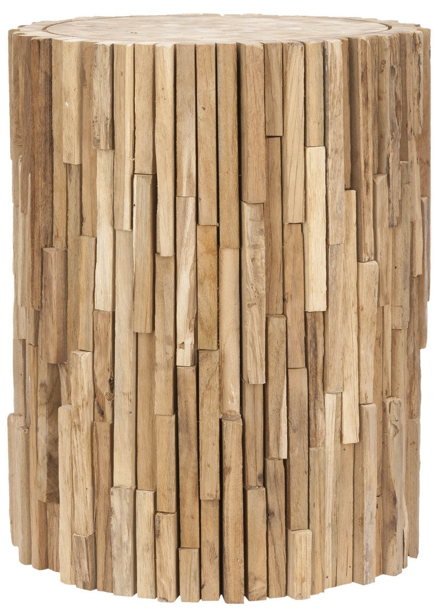 Safavieh Minidoka Stool Round Medium Oak Wood Reclaimed Teak FOX1008A 683726362708