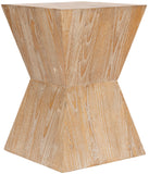 Safavieh Natak Side Table Curved Oak Pickled Wood Water Based Paint Ash Veneer FOX1009A 683726362722