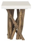 Safavieh Hartwick Side Table Branched White Natural Wood Teak Branch MDF FOX1019A 683726207122