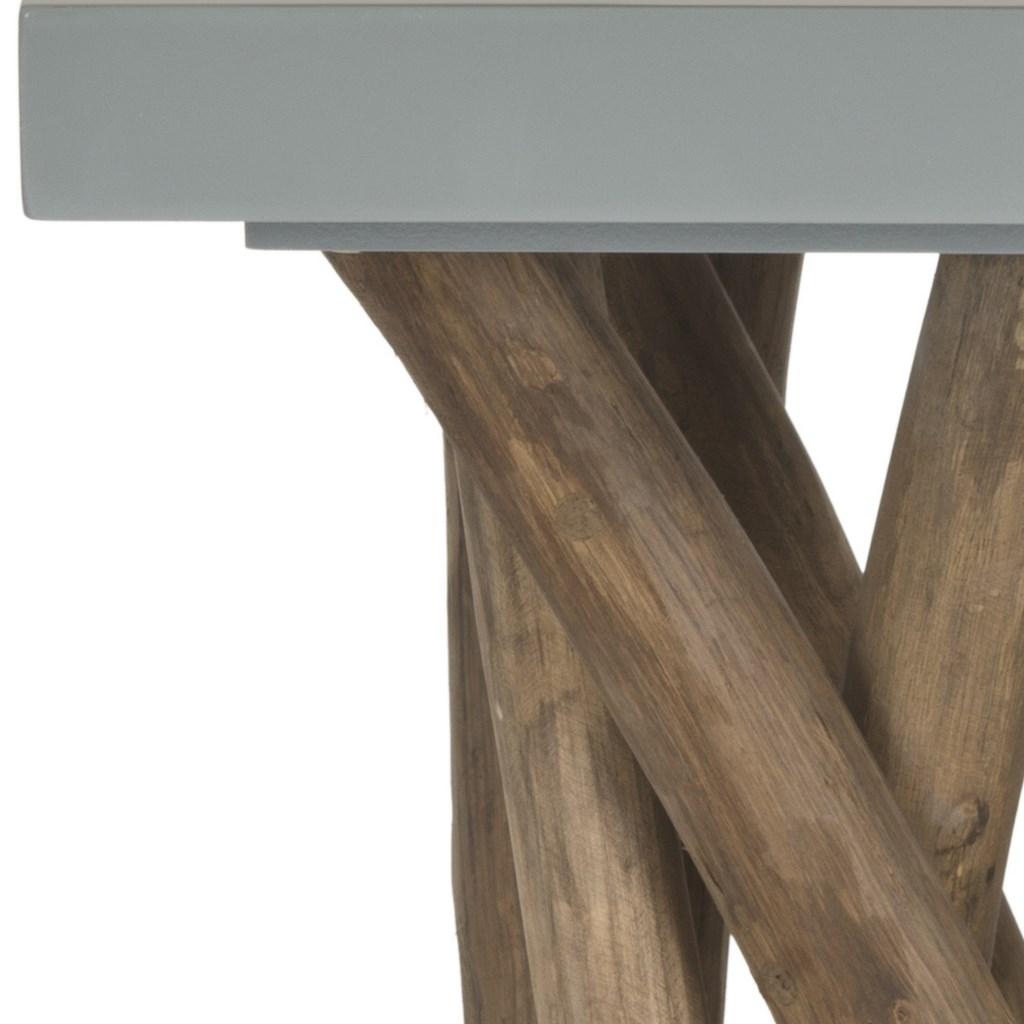 Safavieh Hartwick Side Table Branched Grey Natural Wood Teak Branch MDF FOX1019B 683726207146