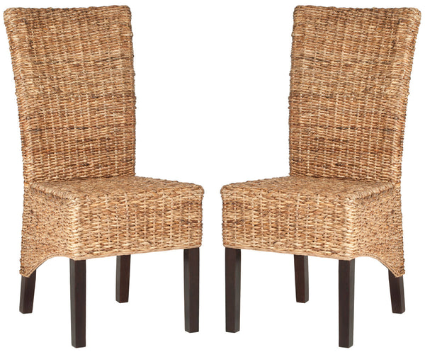 Safavieh - Set of 2 - Kiska Side Chair 18''H Rattan Natural Dark Brown Water Based Lacquer Mixed Wood Iron FOX1021A-SET2 683726351849