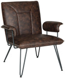 Safavieh Johannes Arm Chair 17.3"H Modern Leather Mid Century Antique Brown Black Metal Powder Coating Foam Steel PU Poly Cotton FOX1700A 683726713128
