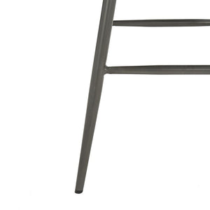 Safavieh - Set of 2 - Aster Bar Stool 30"H Modern Leather Tufted Mid Century Burgundy Black Metal Foam Steel PU Poly Cotton FOX1703A-SET2 889048214897