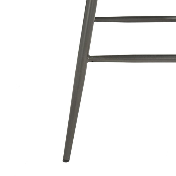 Safavieh - Set of 2 - Aster Bar Stool 30"H Modern Leather Tufted Mid Century Burgundy Black Metal Foam Steel PU Poly Cotton FOX1703A-SET2 889048214897