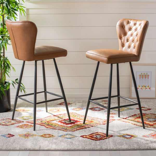 Safavieh - Set of 2 - Aster Bar Stool Camel Fox FOX1703B-SET2 889048446397